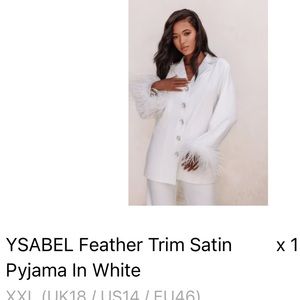 LAVISH ALICE FEATHER TRIM PYJAMA SET WHITE WEDDING